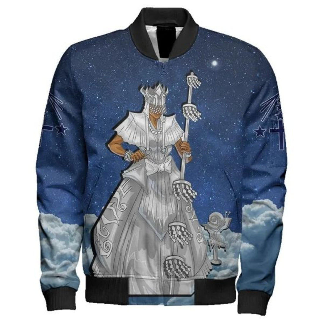 FUNSTUFFPRINT Africa Zone Jacket - Yoruba Orisha Obatala Sleeve Zip Bomber Jacket 3D Bomber Jacket