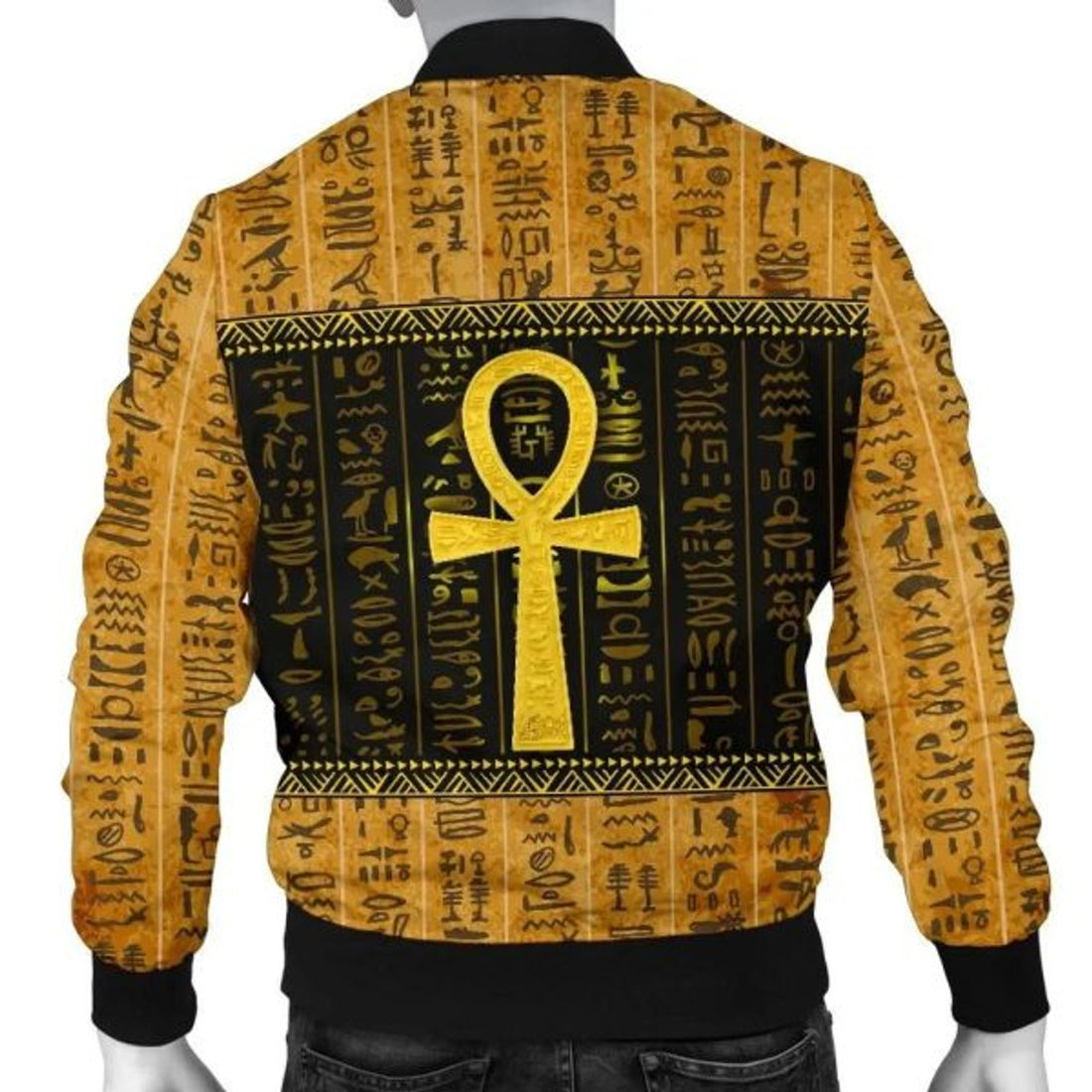 FUNSTUFFPRINT African Men's Bomber Jacket - Ankh Egypt - 3D Bomber Jacket