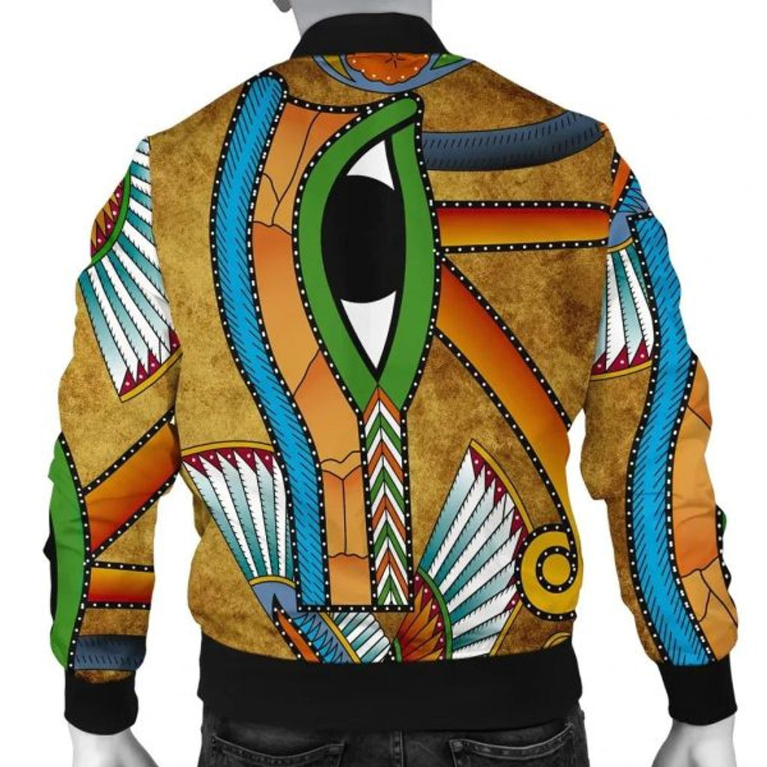 FUNSTUFFPRINT African Men's Bomber Jacket - Egyptian Hieroglyphics and Gods Self Knowledge - 3D Bomber Jacket