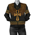 FUNSTUFFPRINT African Women's Bomber Jacket - Africa Ancient Egypt Ankh & Horus Wings - 3D Bomber Jacket