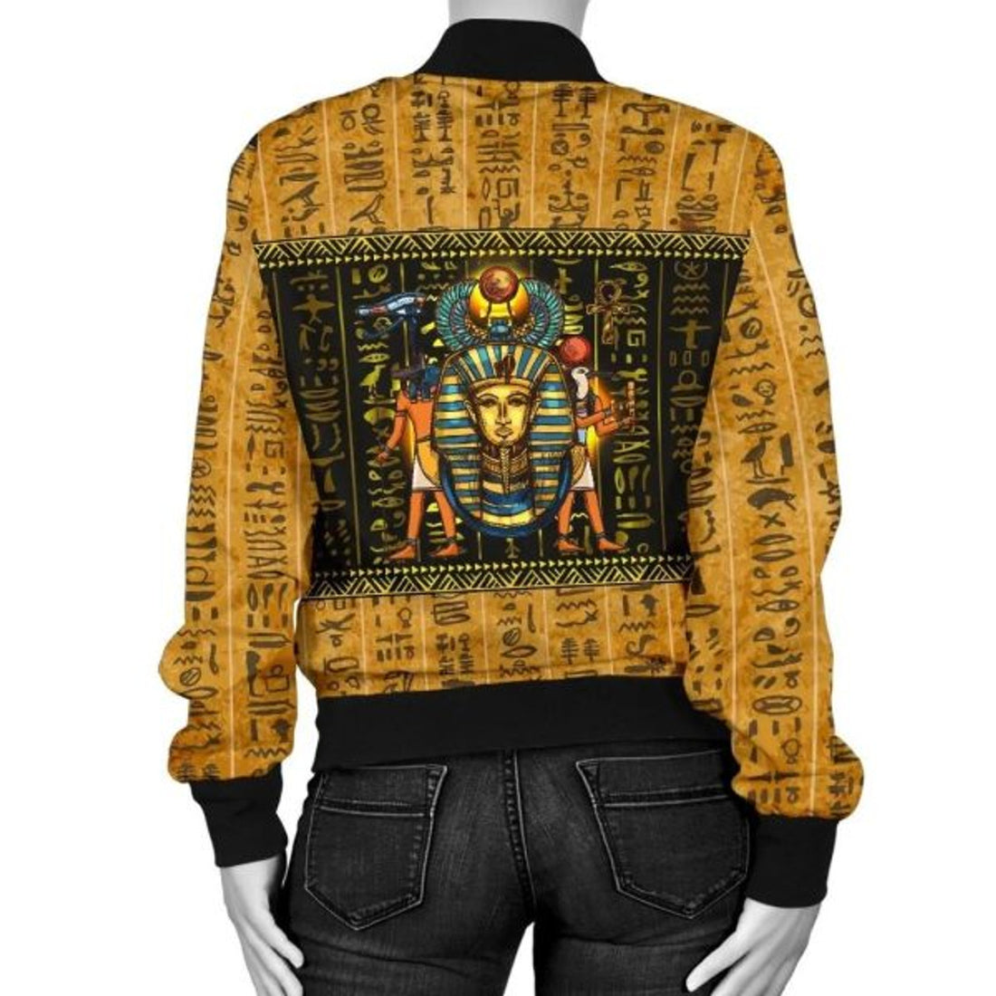 FUNSTUFFPRINT African Women's Bomber Jacket - Mysteries Of Ancient Egypt - 3D Bomber Jacket
