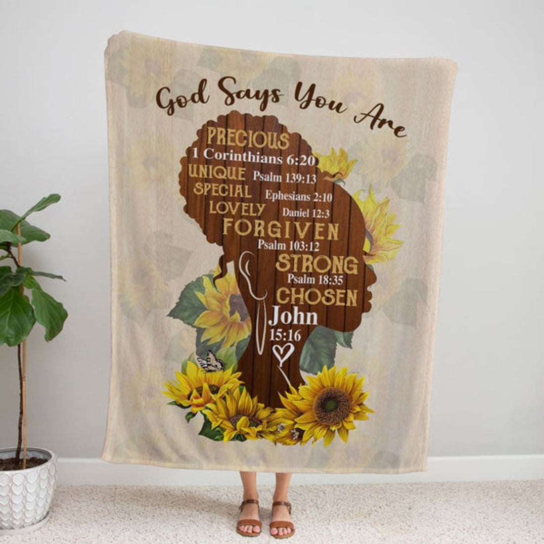 FUNSTUFFPRINT African American God Says You Are Fleece Blanket - Christian Blanket - Bible Verse Blanket