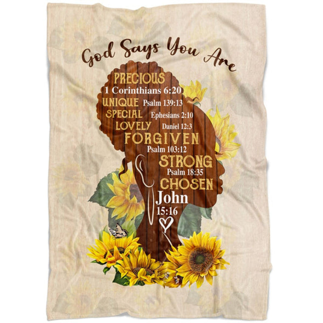 FUNSTUFFPRINT African American God Says You Are Fleece Blanket - Christian Blanket - Bible Verse Blanket