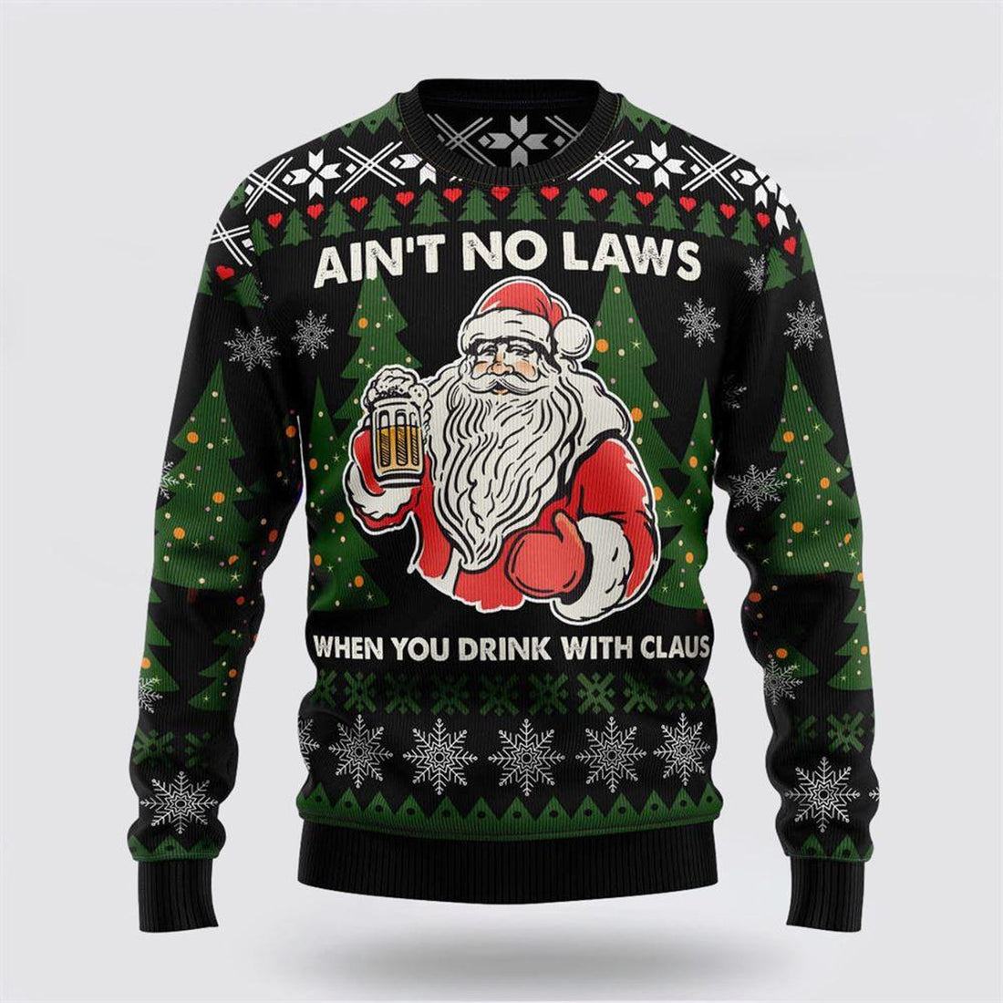 FUNSTUFFPRINT Ain‘T No Laws When You Drink With Claus Ugly Christmas Sweater – Christmas Gifts For Frends Ugly  Sweater