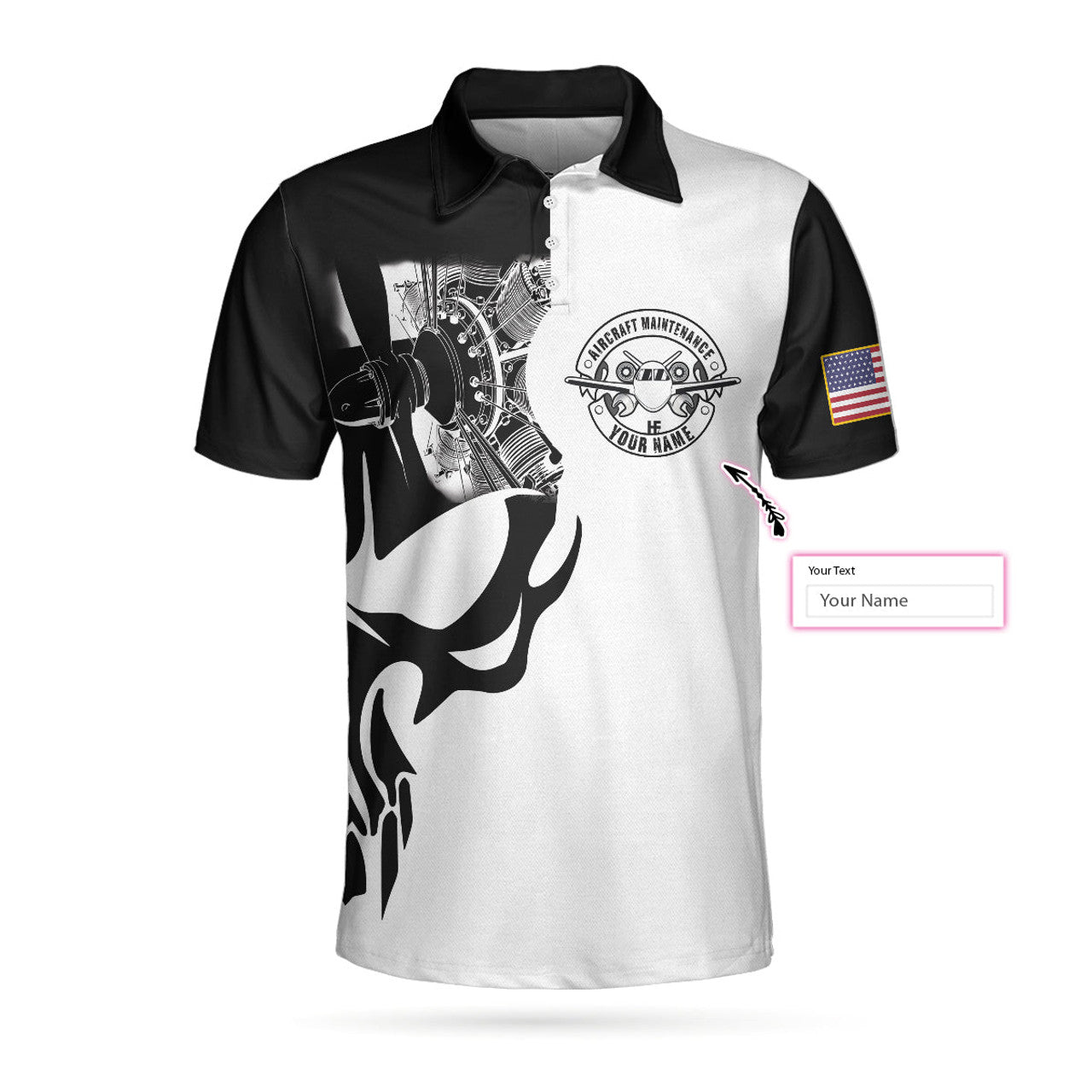 Custom Aircraft Mechanic Custom Men Polo Shirt, Personalized Skull American Flag Aircraft Mechanic Shirt For Men, Aircraft Mechanic Build Anything Proud