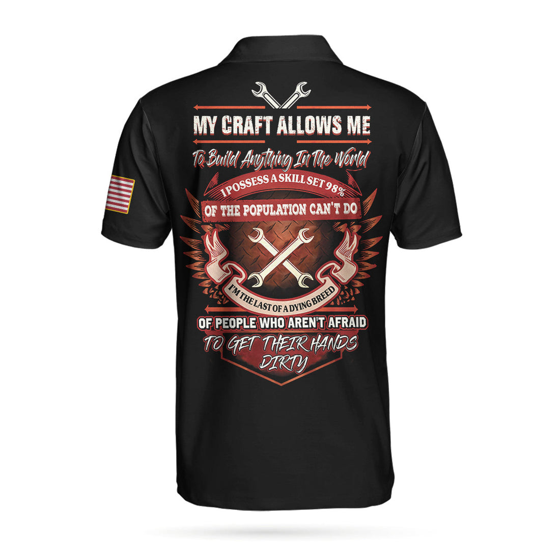 Custom Aircraft Mechanic Custom Men Polo Shirt, Personalized Skull American Flag Aircraft Mechanic Shirt For Men, Aircraft Mechanic Build Anything Proud