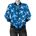 FUNSTUFFPRINT Airplane Pattern Print Women Casual 3D Bomber Jacket