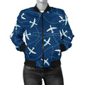 FUNSTUFFPRINT Airplane Print Pattern Women Casual 3D Bomber Jacket
