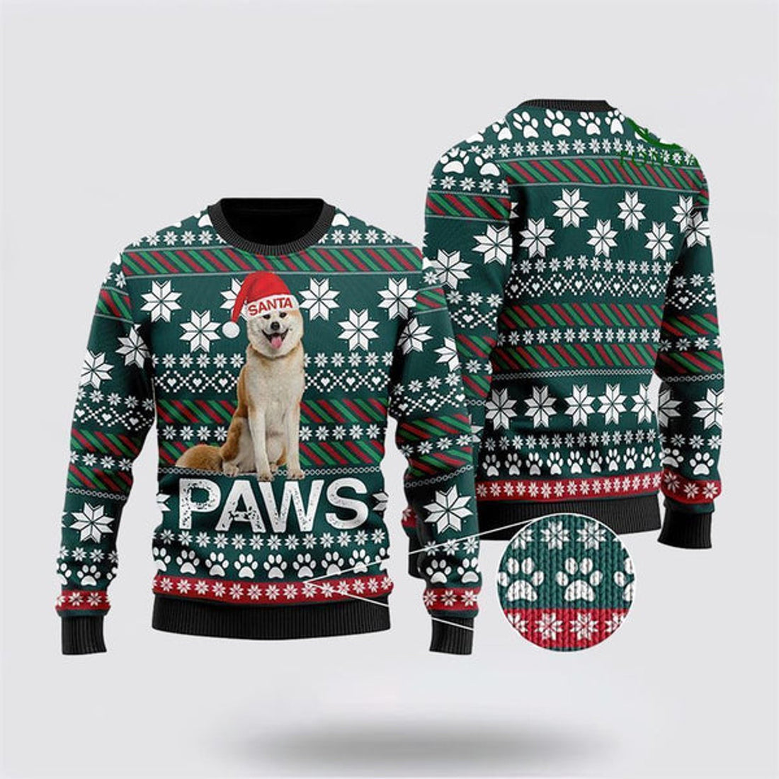 FUNSTUFFPRINT Akita Santa Printed Ugly Christmas Sweater For Men And Women, Gift For Christmas, Best Winter Christmas Outfit Ugly  Sweater