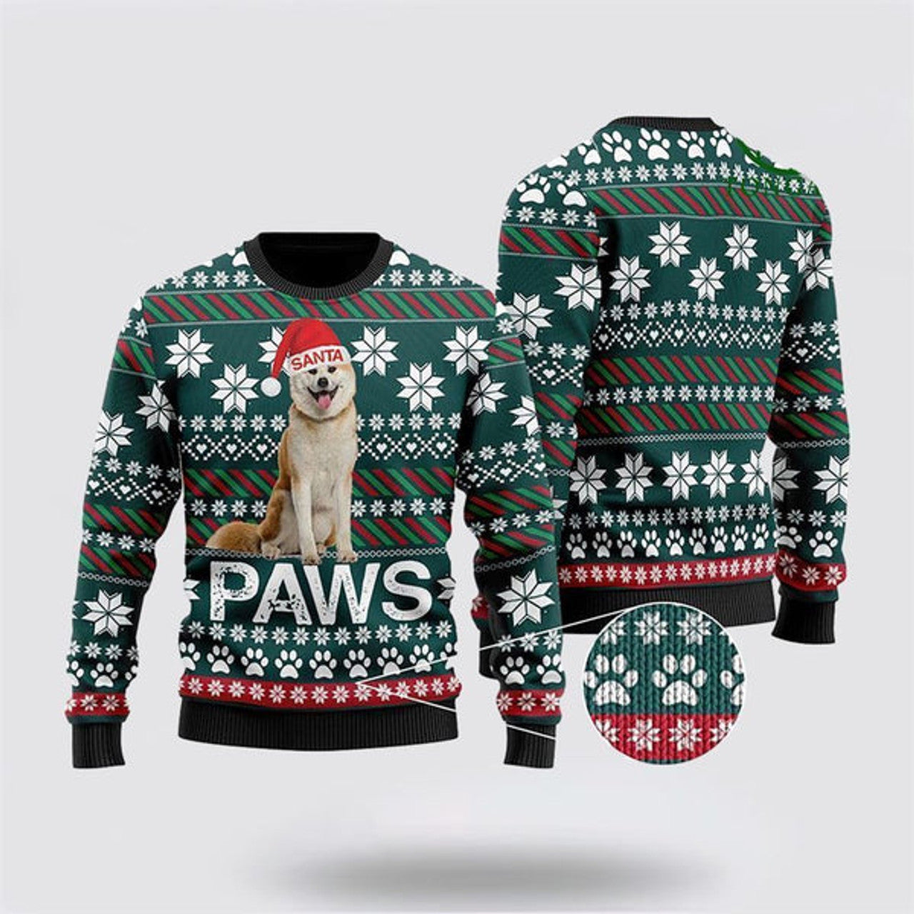 FUNSTUFFPRINT Akita Santa Printed Ugly Christmas Sweater For Men And Women, Gift For Christmas, Best Winter Christmas Outfit Ugly  Sweater