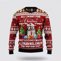 FUNSTUFFPRINT Alaskan Malamute Is All I Want For Xmas Ugly Christmas Sweater – Pet Lover Christmas Sweater Ugly  Sweater