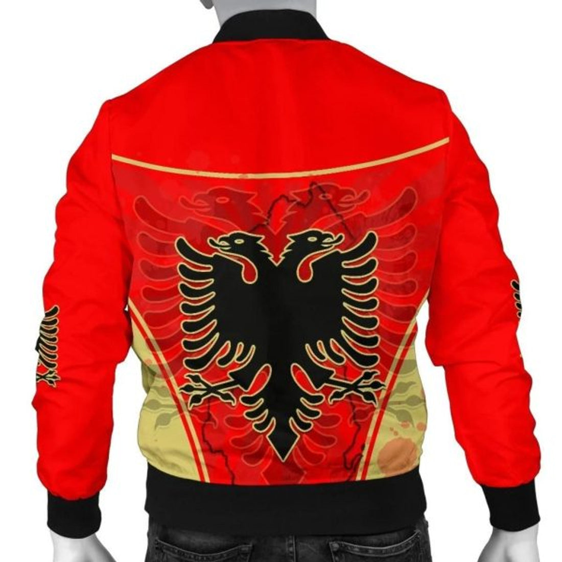 FUNSTUFFPRINT Albania Men Bomber Jacket Circle Stripes Flag Version 3D Bomber Jacket