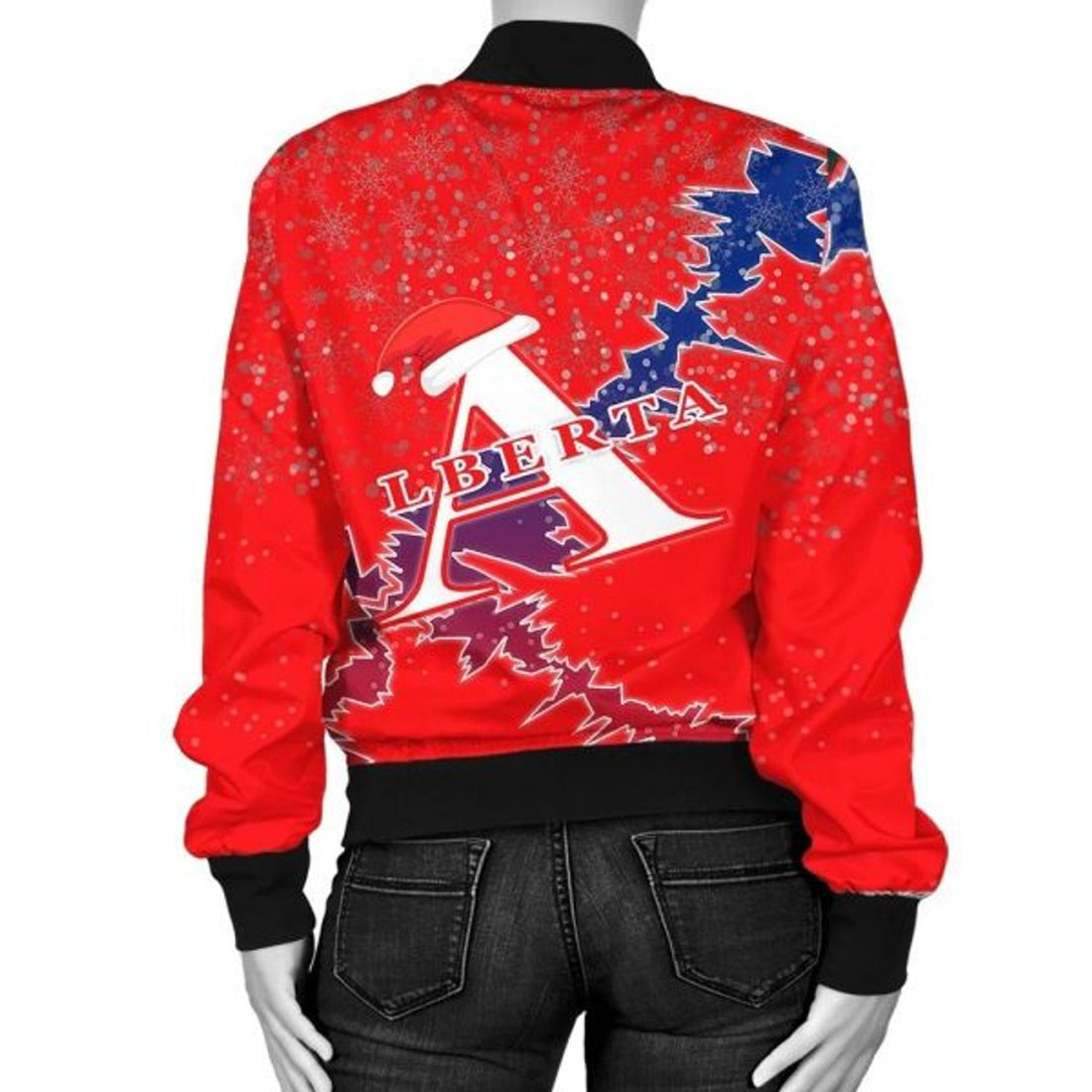FUNSTUFFPRINT Alberta Christmas Coat Of Arms Women Bomber Jacket Style 3D Bomber Jacket