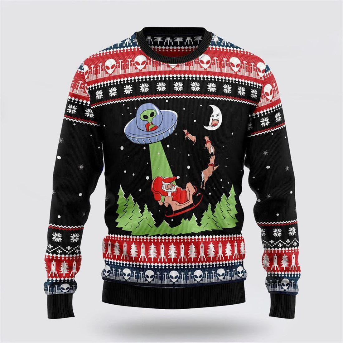 FUNSTUFFPRINT Alien Christmas T1611 Ugly Christmas Sweater – Christmas Gifts For Frends Ugly  Sweater