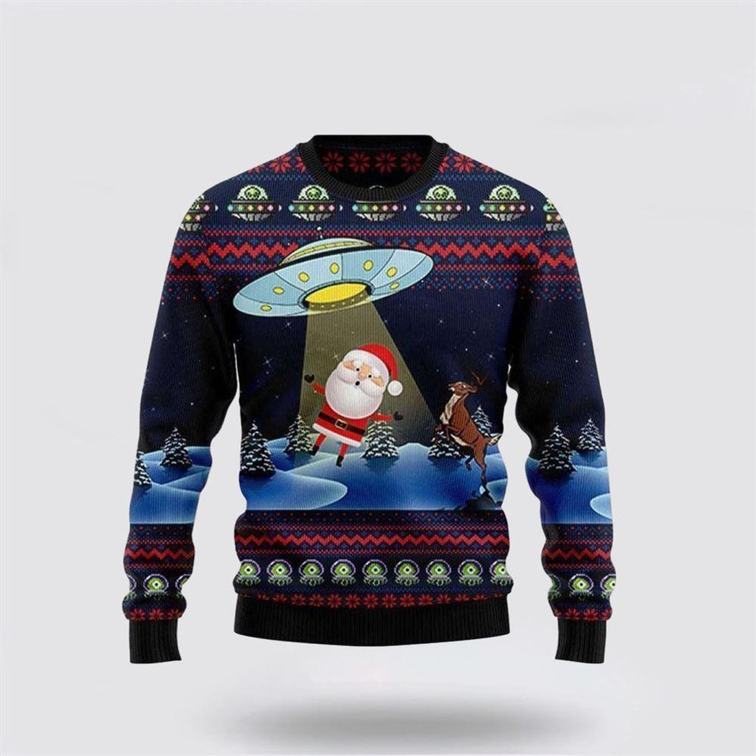 FUNSTUFFPRINT Alien Don't Catch Santa Ugly Sweater - Christmas Gifts For Frends Ugly Sweater