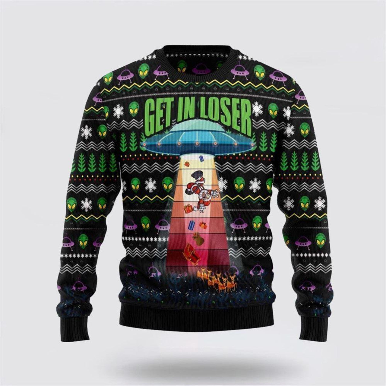 FUNSTUFFPRINT Alien Get In Loser Funny Christmas Gift Xmas Ugly Christmas Sweater – Christmas Gifts For Frends Ugly  Sweater