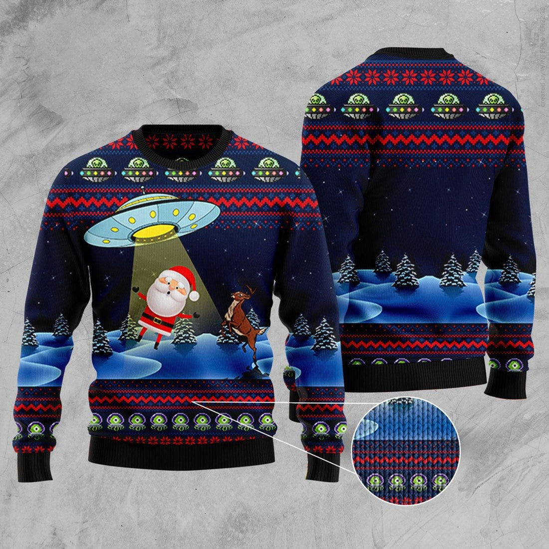 FUNSTUFFPRINT Alien Ugly Christmas Sweater, Christmas Sweater, Ugly Sweater, Funny Xmas Sweaters Ugly Sweater