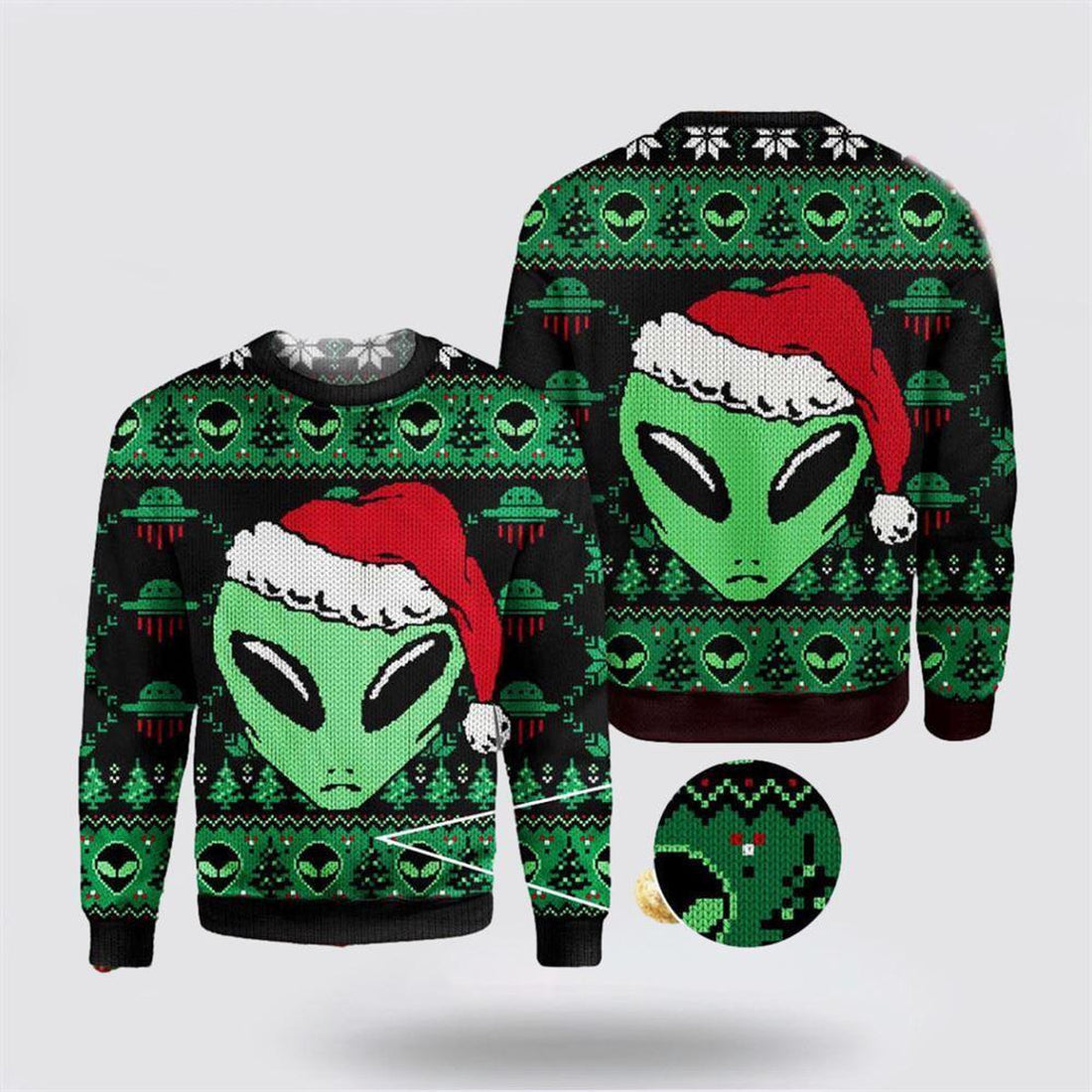 FUNSTUFFPRINT Aliens Ugly Christmas Sweater Unisex Knit Wool Ugly Sweater - Christmas Gifts For Frends Ugly Sweater