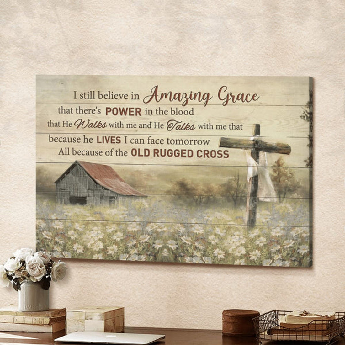 All Because Of The Old Rugged Cross Jesus Canvas Wall Art - Jesus Canvas Pictures - Christian Wall Posters