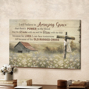 All Because Of The Old Rugged Cross Jesus Canvas Wall Art - Jesus Canvas Pictures - Christian Wall Posters