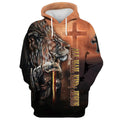 FUNSTUFFPRINT 3D All Hail King Jesus - Lion And Warrior 3D Hoodie and Zip Hoodie