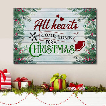 All Hearts Come Home For Christmas Christian Wall Art Canvas Print - Religious Canvas Painting