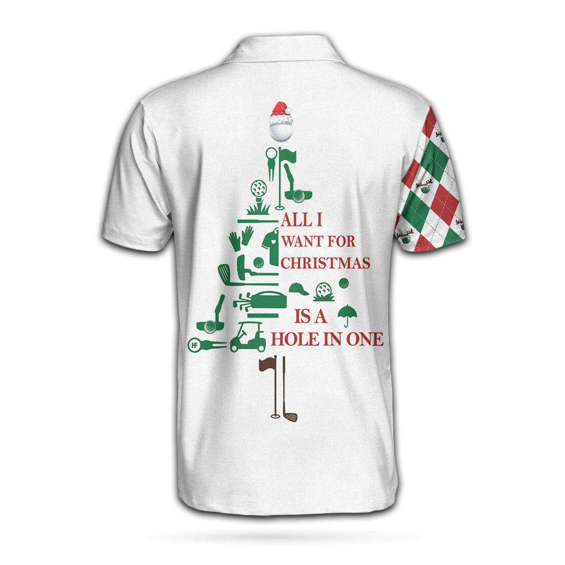 Custom Golf Custom Men Polo Shirt All I Want For Christmas Is A Hole In One Men Polo Shirt, Personalized Argyle Short Sleeve Shirt For Golfers