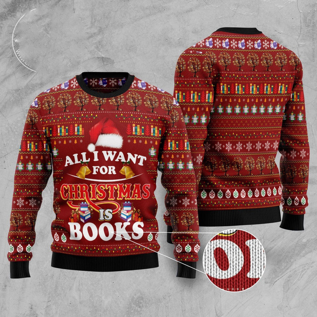 FUNSTUFFPRINT All I Want For Christmas Is Books Ugly Christmas Sweater, Christmas Sweater, Ugly Sweater, Funny Xmas Sweaters Ugly Sweater