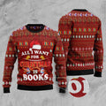 FUNSTUFFPRINT All I Want For Christmas Is Books Ugly Christmas Sweater, Christmas Sweater, Ugly Sweater, Funny Xmas Sweaters Ugly Sweater