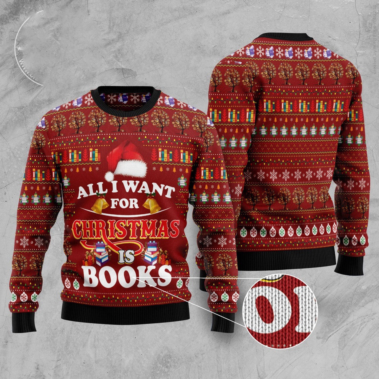 FUNSTUFFPRINT All I Want For Christmas Is Books Ugly Christmas Sweater, Christmas Sweater, Ugly Sweater, Funny Xmas Sweaters Ugly Sweater