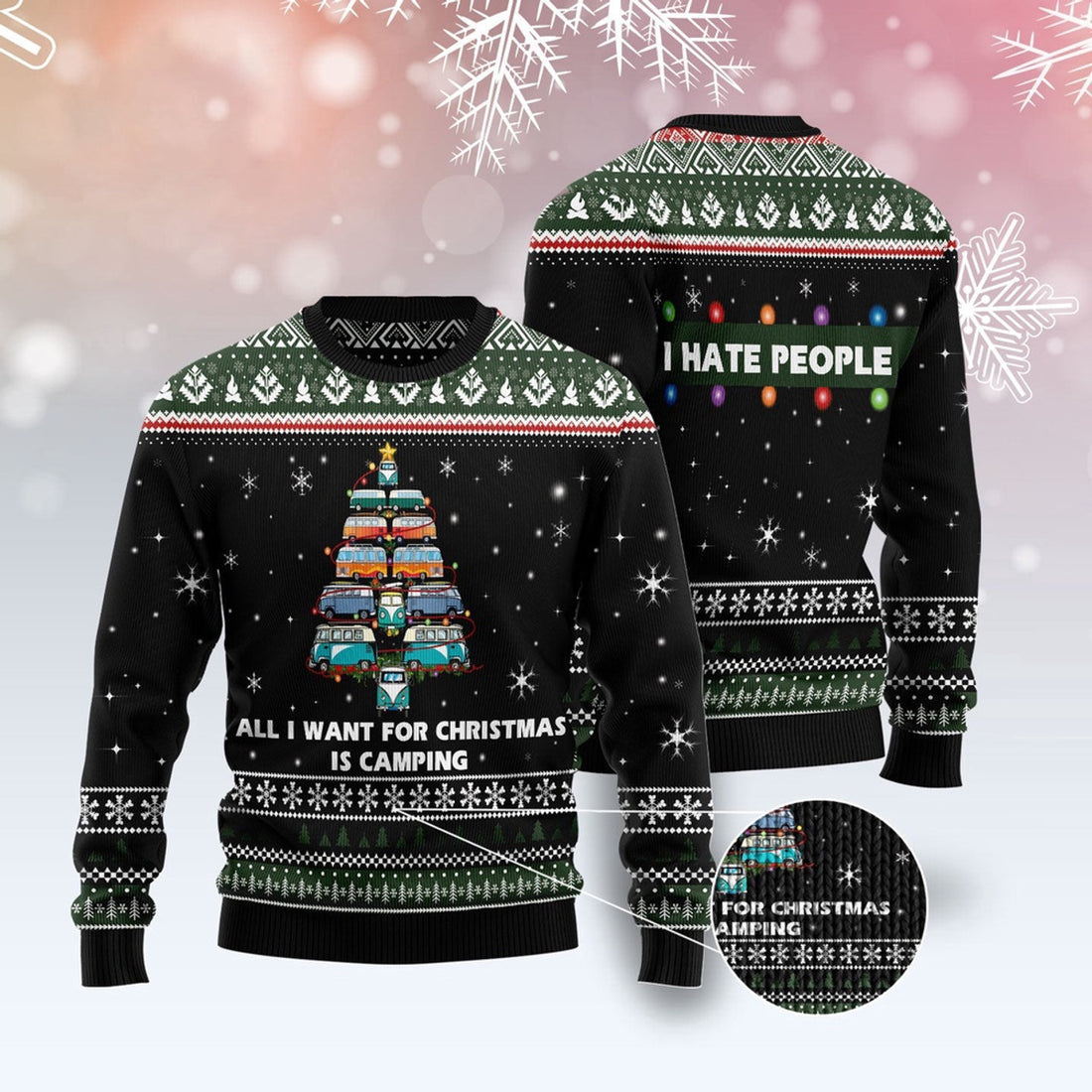 FUNSTUFFPRINT All I Want For Christmas Is Camping Ugly Christmas Sweater, Christmas Sweater, Ugly Sweater, Funny Xmas Sweaters Ugly Sweater