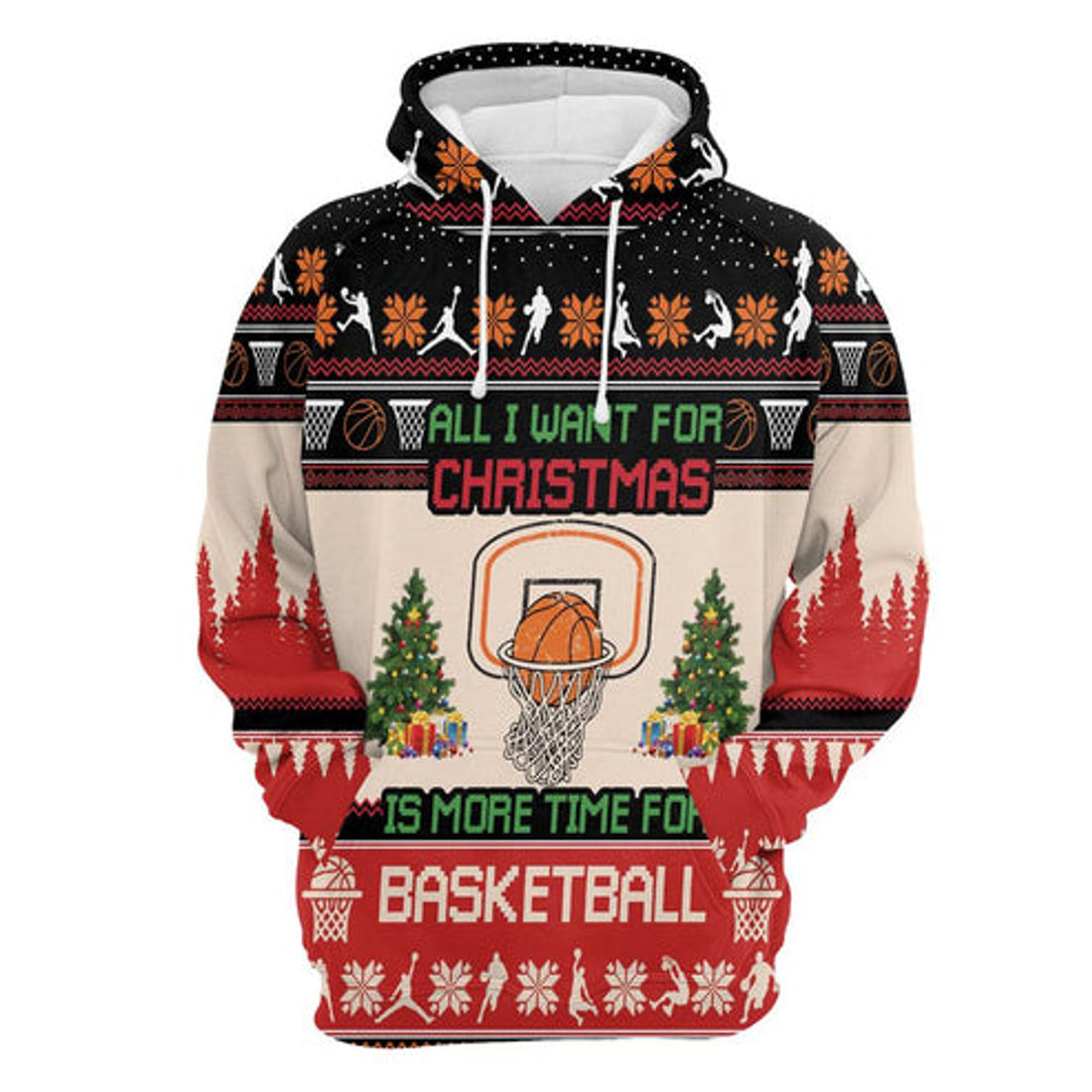 FUNSTUFFPRINT 3D All I Want For Christmas Is More Time For Basketball All Over 3D Hoodie and Zip Hoodie