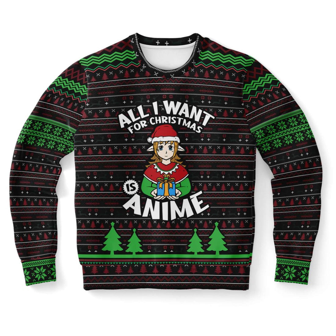 FUNSTUFFPRINT All I Want For Christmas is Anime Ugly Christmas Sweater, Christmas Sweater, Ugly Sweater, Funny Xmas Sweaters Ugly Sweater