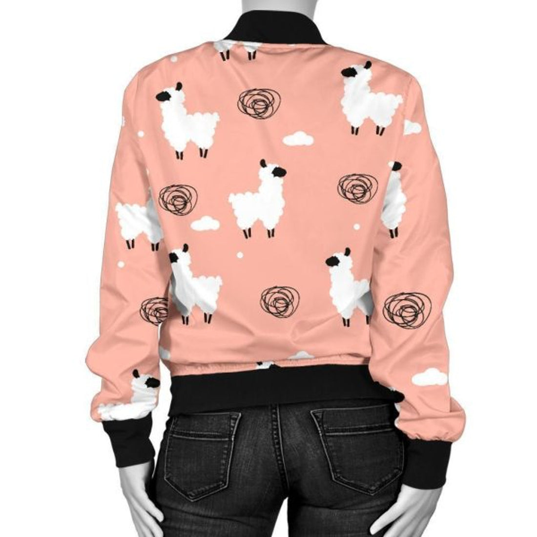 FUNSTUFFPRINT Alpaca Pink Pattern Print Women Casual 3D Bomber Jacket