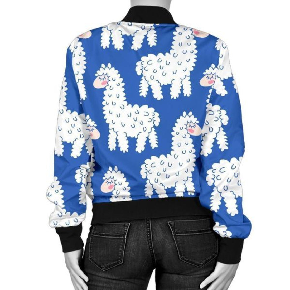 FUNSTUFFPRINT Alpaca Print Pattern Women Casual 3D Bomber Jacket