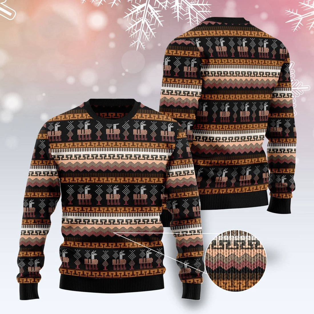 FUNSTUFFPRINT Alpaca Pattern Ugly Christmas Sweater, Christmas Sweater, Ugly Sweater, Funny Xmas Sweaters Ugly Sweater