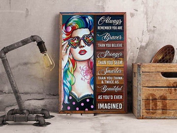 Always Remember You Are Braver Then You Believe Stronger Than You Seem Smarter Than You Think Poster and Canvas