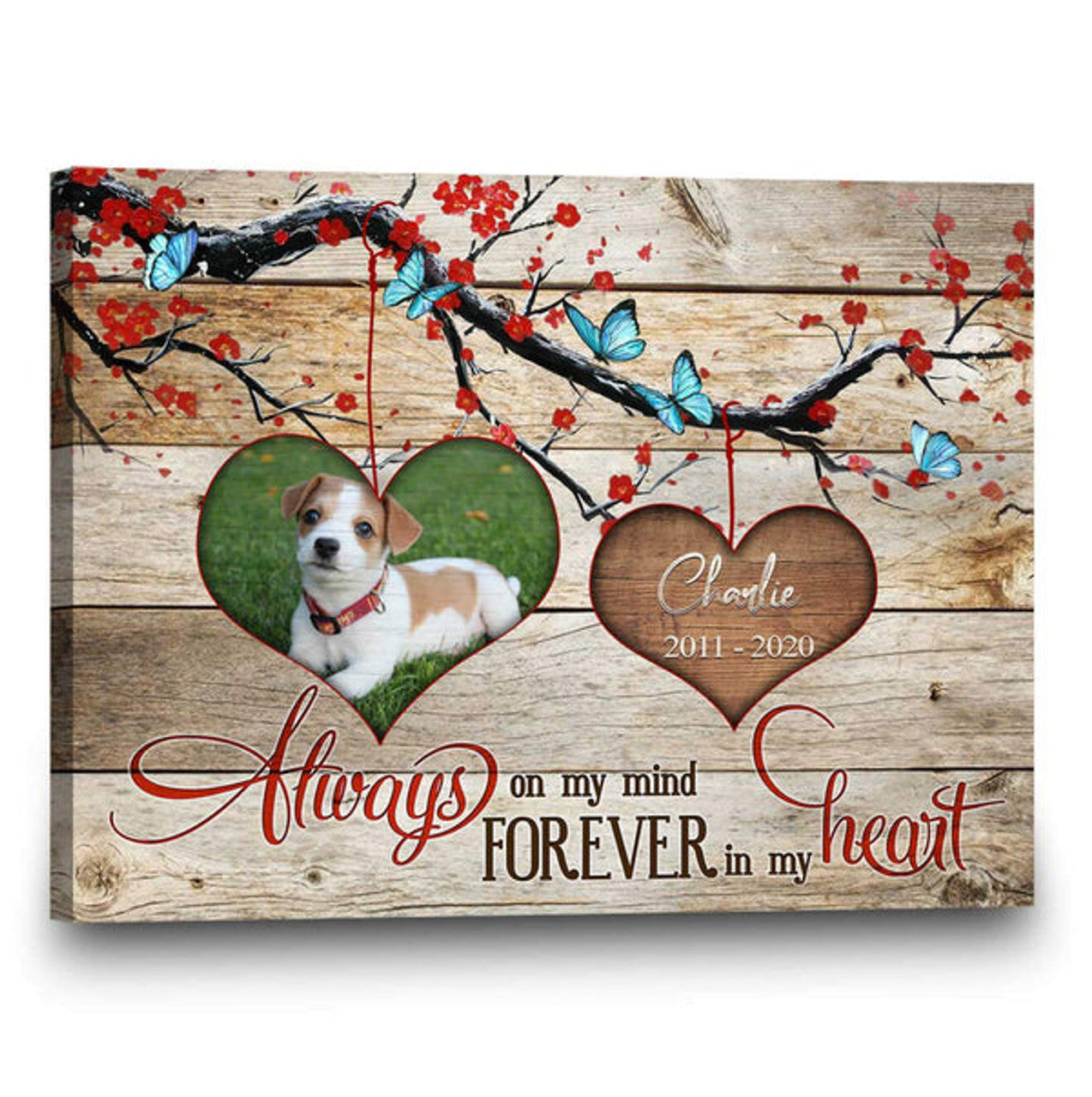 Always On My Mind Personalized Pet Memorial Canvas Wall Art - Pet Memorial Gifts
