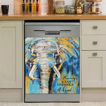 Always Stay Humble And Kind Strong Elephant Dishwasher Cover, Bible Verse Dishwasher Magnet Cover, Christian Inspirational Kitchen Decor