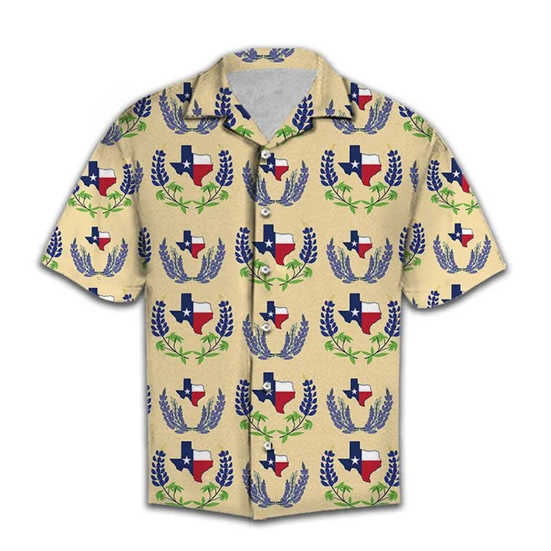 Amazing Map And Flag Of Texas Bluebonnet Pattern Hawaiian Shirt