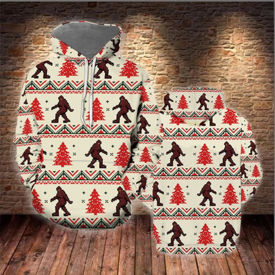 FUNSTUFFPRINT 3D Amazing Bigfoot All Over 3D Hoodie and Zip Hoodie