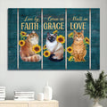 Amazing Cat Drawing Pretty Sunflower Cat Live By Faith Walk In Love Canvas Wall Art - Christian Wall Decor