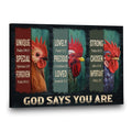 Amazing Chicken Chicken God Says You Are Canvas Wall Art - Christian Wall Decor