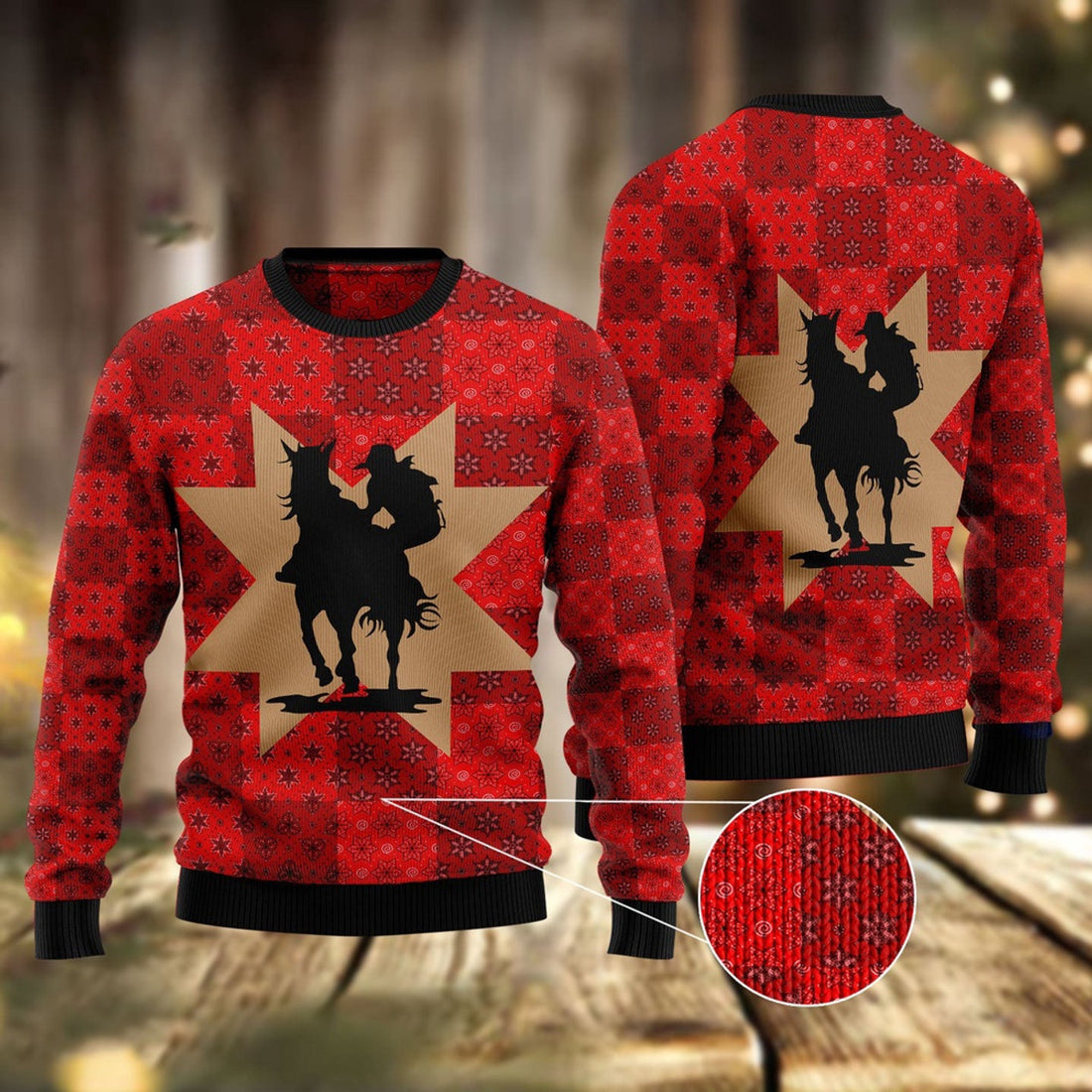 FUNSTUFFPRINT Amazing Cowgirl Ugly Christmas Sweater, Christmas Sweater, Ugly Sweater, Funny Xmas Sweaters Ugly Sweater