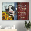 Amazing Dairy Cow Sunflower Garden White Butterfly Canvas Good Morning This Is God Canvas Wall Art - Christian Wall Decor