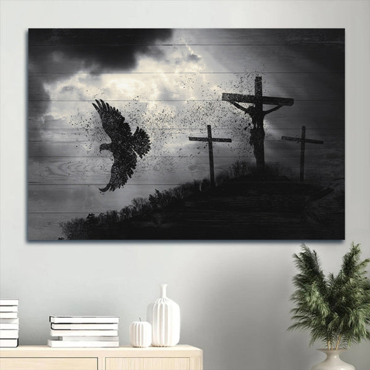 Amazing Dove Baptism Of Jesus Holy Spirit Jesus Christ On The Cross Canvas Wall Art - Christian Wall Decor