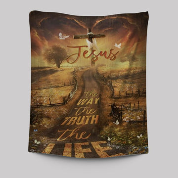 Amazing Farm, Pretty Sunset, Daisy Field, Jesus The Way, The Truth, The Life Tapestry