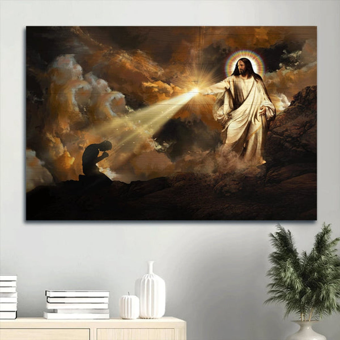 Amazing Halo Pray For Healing Walking With Canvas Wall Art - Christian Wall Decor
