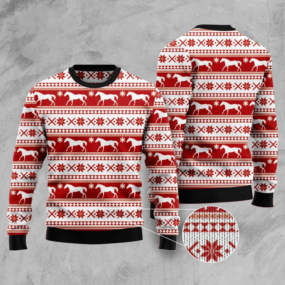 FUNSTUFFPRINT Amazing Horse Ugly Christmas Sweater, Christmas Sweater, Ugly Sweater, Funny Xmas Sweaters Ugly Sweater