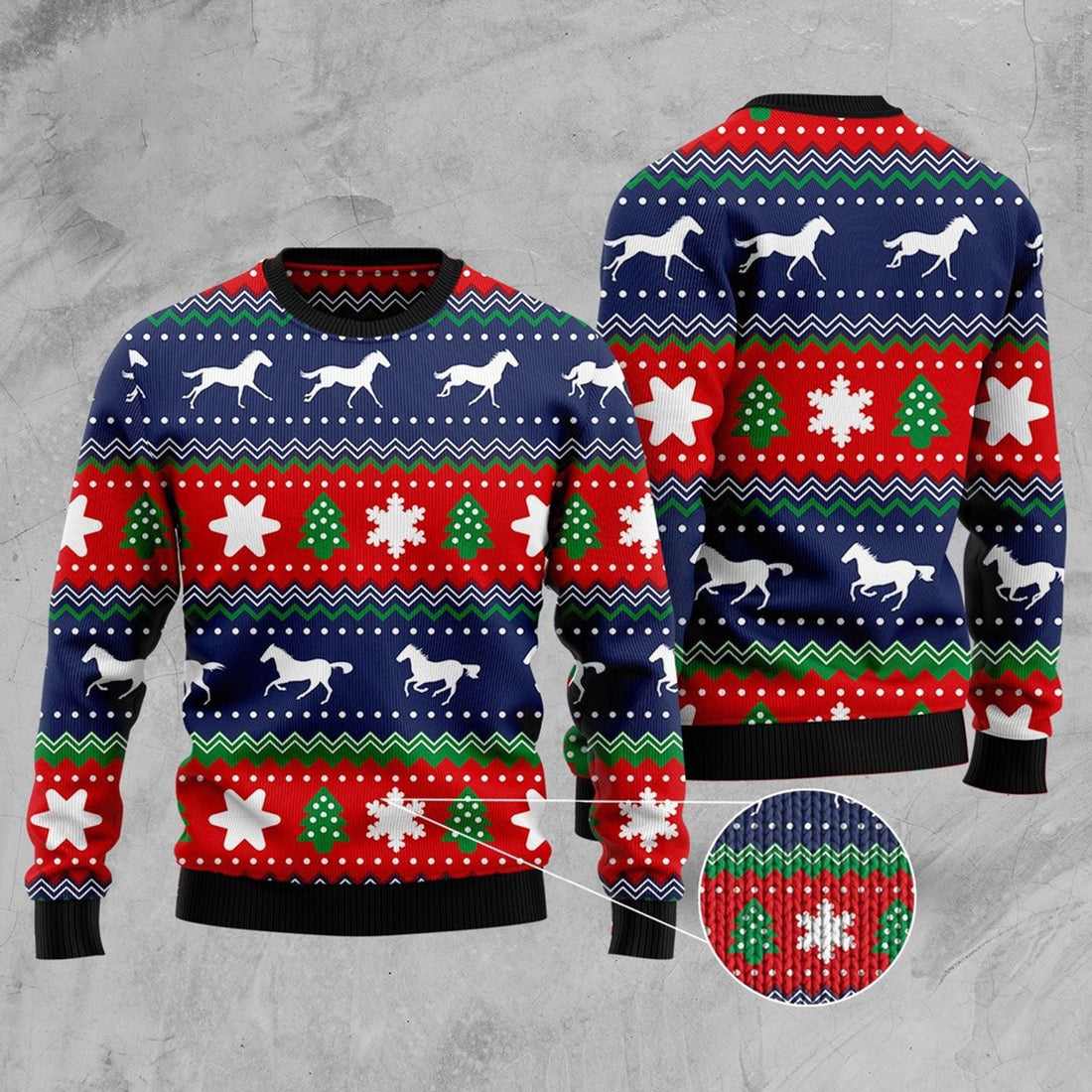 FUNSTUFFPRINT Amazing Horses Ugly Christmas Sweater, Christmas Sweater, Ugly Sweater, Funny Xmas Sweaters Ugly Sweater